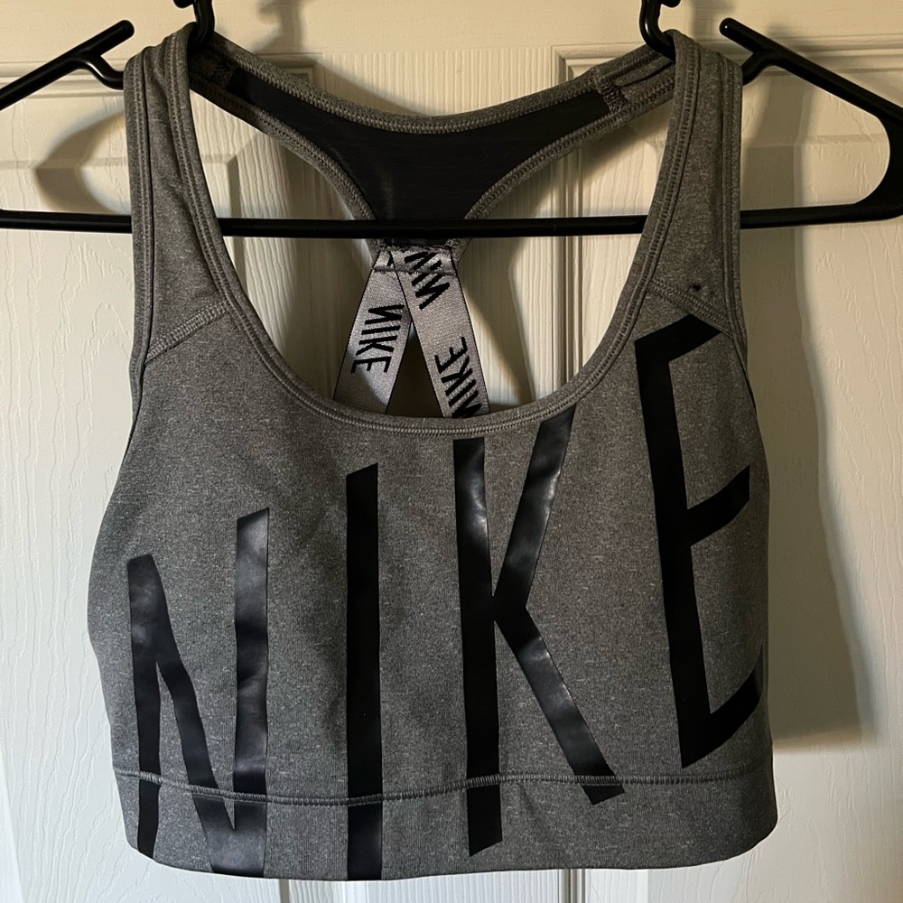 Nike gray dri-fit sports bra, large